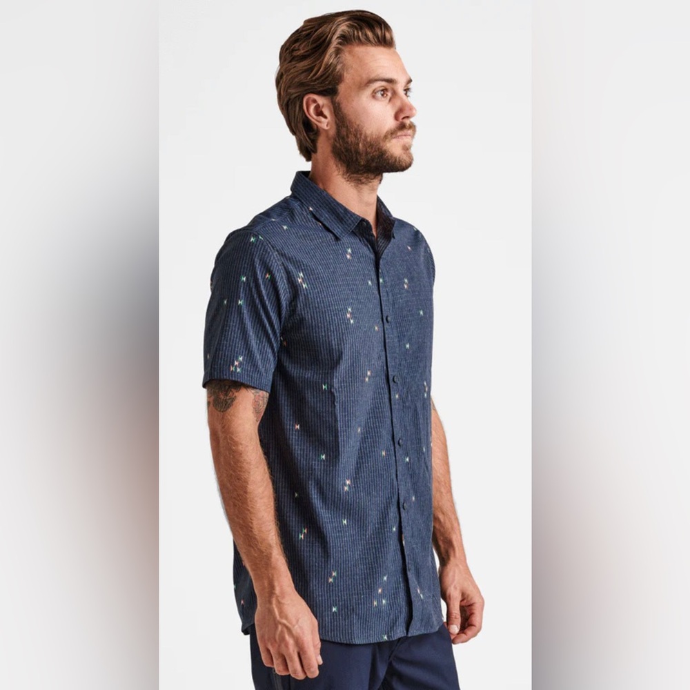Roark bless up - stretch shirt - large navy blue